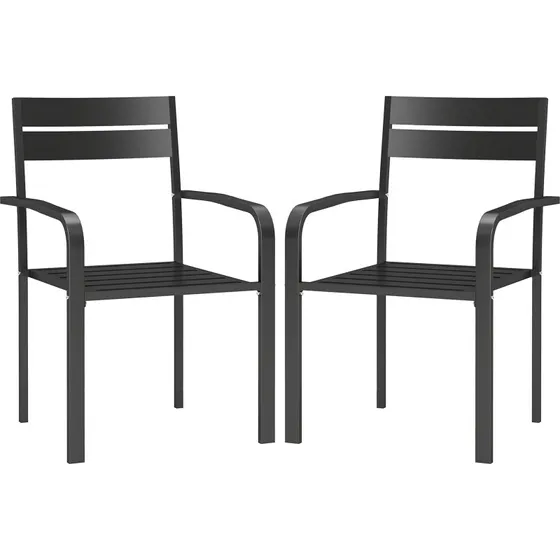 Outsunny Lot de 2 chaises empilables aluminium gris foncé