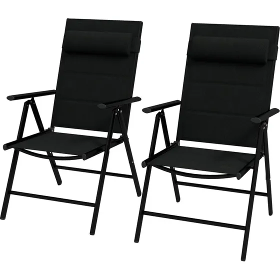 Marque: Lot de 2 chaises pliantes aluminium teslin noir