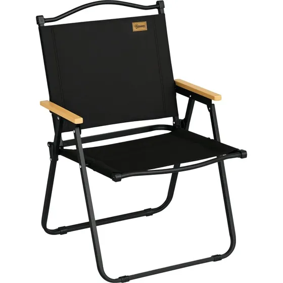 Outsunny Chaise de pche pliante noir 54x59x78 cm