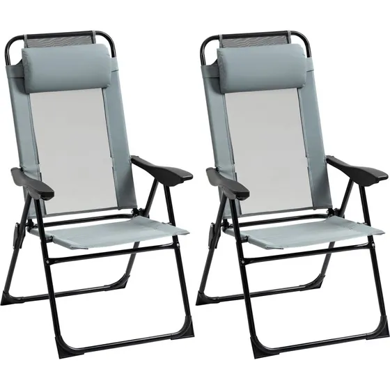 Outsunny Lot de 2 chaises pliantes avec accoudoirs et dossier rglable en 5 positions