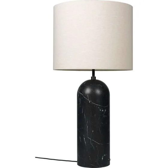 GUBI Lampadaire Gravity Low XL Noir et Marbre avec Abat-jour en Toile