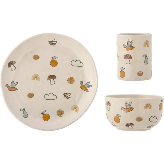 Bloomingville Service pour enfants Agnes 3 Pièces Blanc