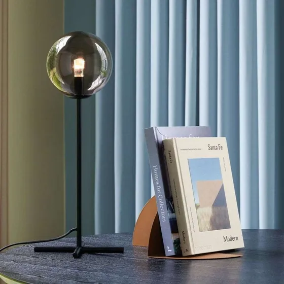 Hübsch Lampe de Table Champ - Verre Noir et Gris Fumée