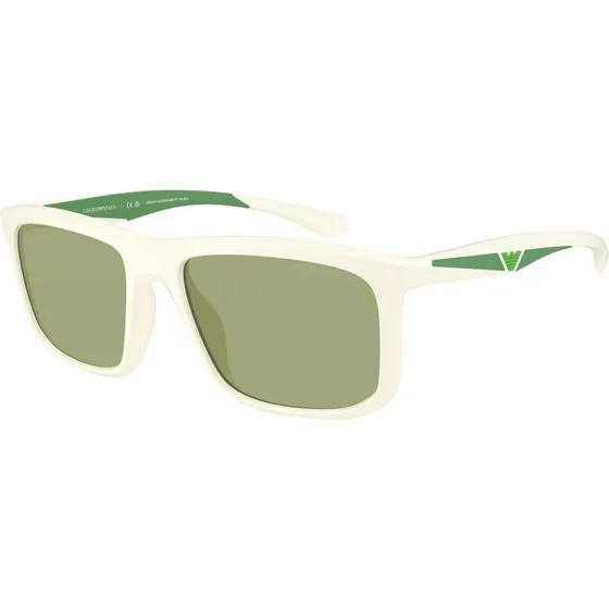 Emporio Armani EA4234U Lunettes de Soleil Carrées Blanc et Vert