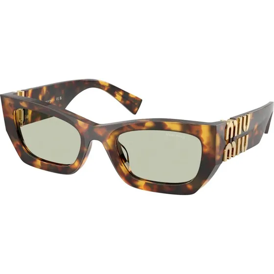 Miu Miu MU 09WS Lunettes de Soleil Carrées en Acétate Écaille Verte