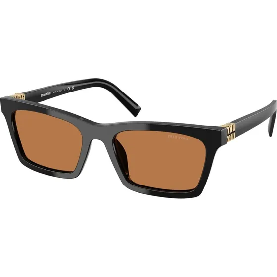 Miu Miu Lunettes de Soleil MU A05S Carrées en Acétate Noir et Marron