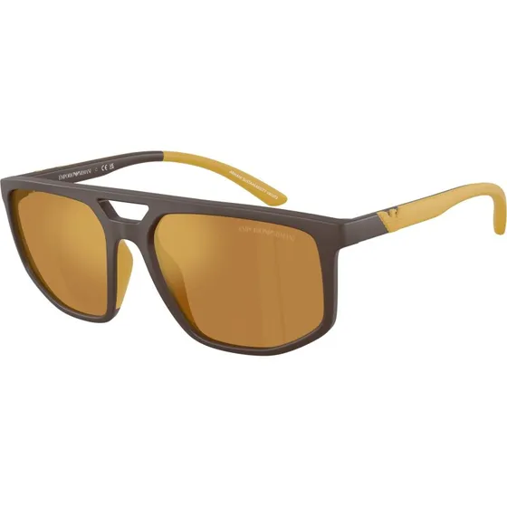 Emporio Armani EA4248U Lunettes de Soleil Pilote Marron Miroir