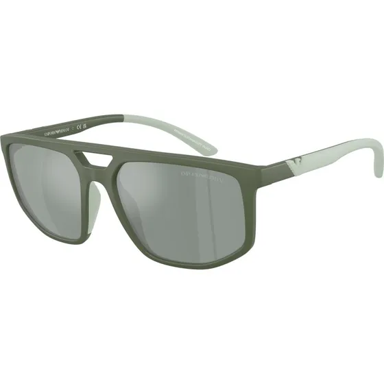 Emporio Armani EA4248U Lunettes de Soleil Pilote Vert Miroir Homme