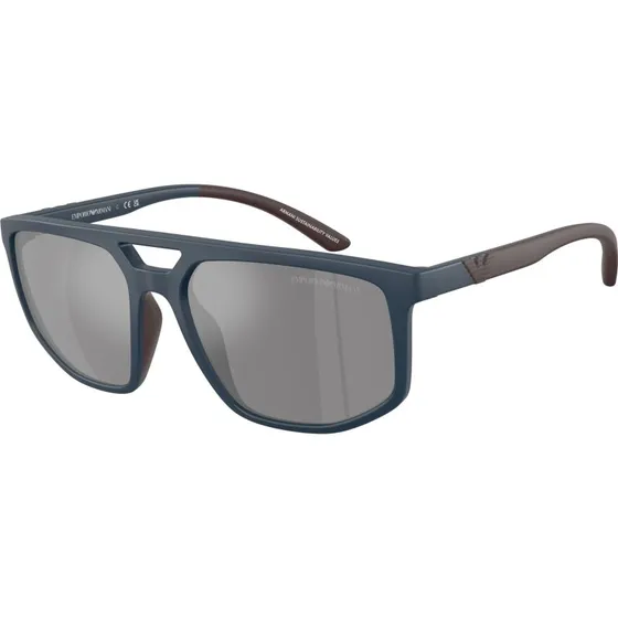 Emporio Armani EA4248U 62606G Lunettes de Soleil Pilote Bleu et Gris