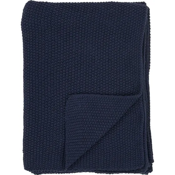 House Nordic Santos Plaid Coton Recycl Bleu Fonc 130x170 cm