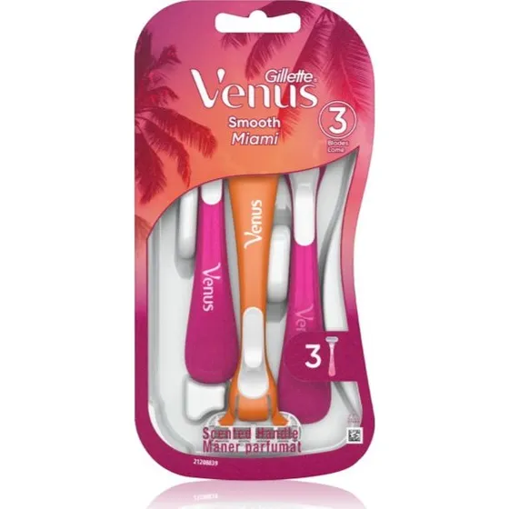 Gillette Venus Smooth Miami - Rasoirs jetables, lot de 3
