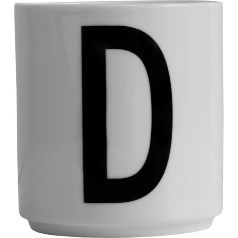 Design Letters Tasse en Porcelaine Fine Bone China - Lettre D - Blanc