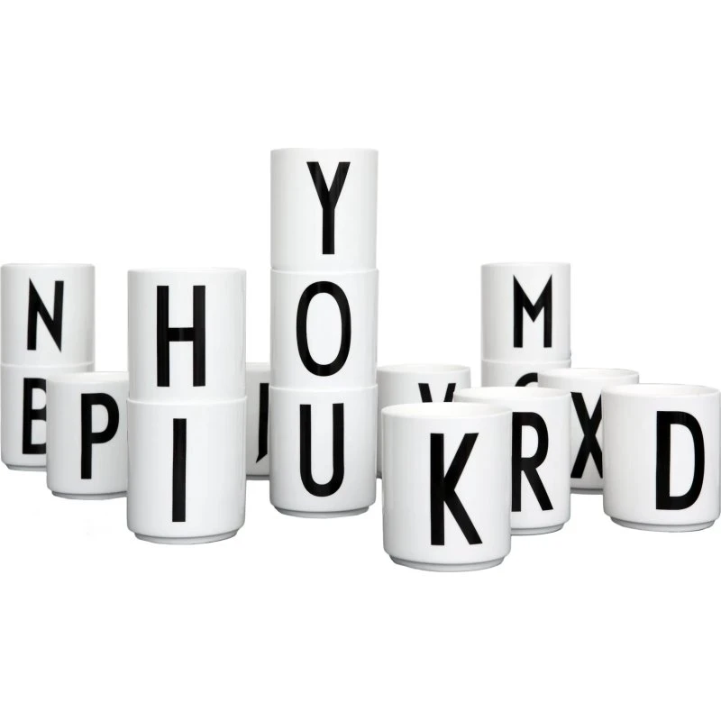 Design Letters Tasse en Porcelaine Fine Bone China - Lettre T - Blanc
