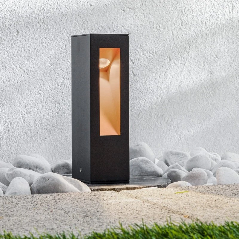Lucande Jenke Luminaire de Socle LED en Aluminium - Graphite et Or Mat
