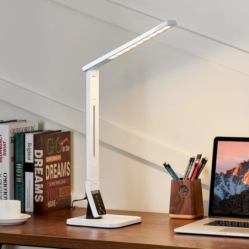 Lindby Lampe de Bureau LED Eleni, Blanche, Intensité Variable
