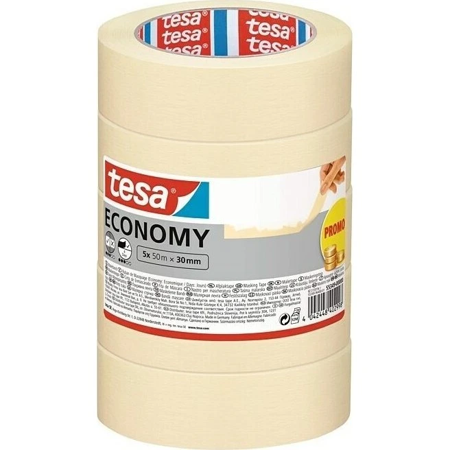 tesa Economy 55349 Ruban de masquage blanc 30 mm x 50 m x 5
