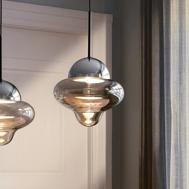 DESIGN BY US Suspension Nutty Fumée/Chrome - Verre soufflé
