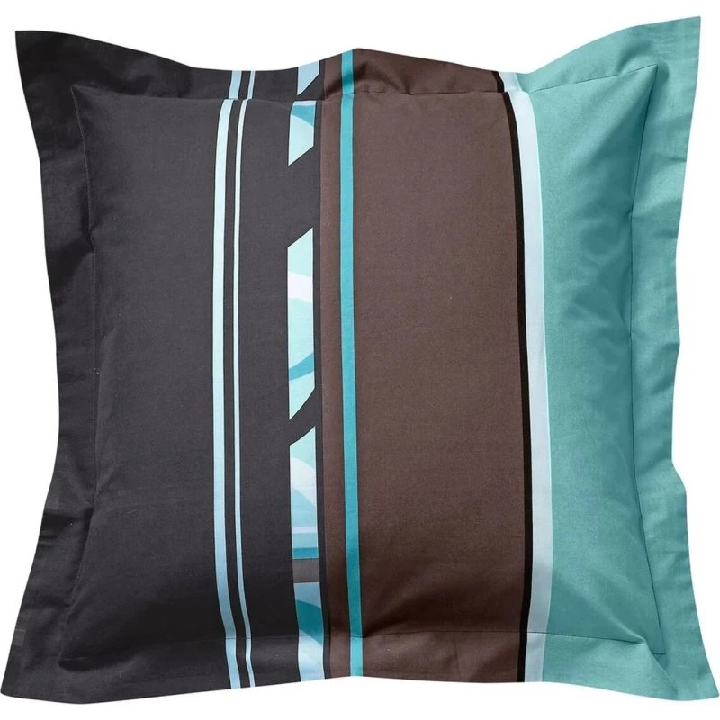 Becquet Taie d'oreiller rayures fantaisie bleu