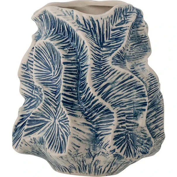 Bloomingville Guxi Vase Bleu Grès, 20 cm