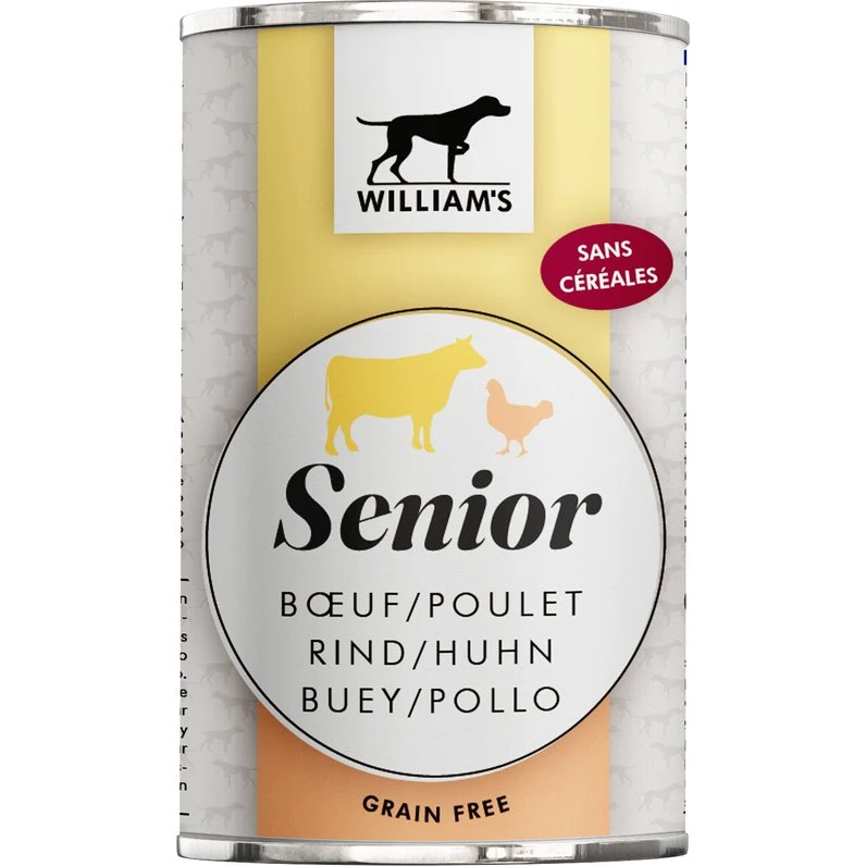 William's Pâtée Senior Bœuf-Poulet 395g Sans Céréales