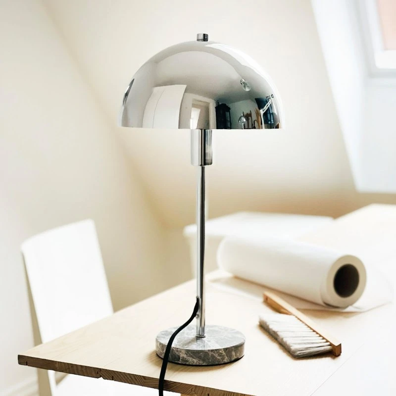 Lampe de table Dyberg Larsen Stockholm, Chrome et Marbre, 41 cm