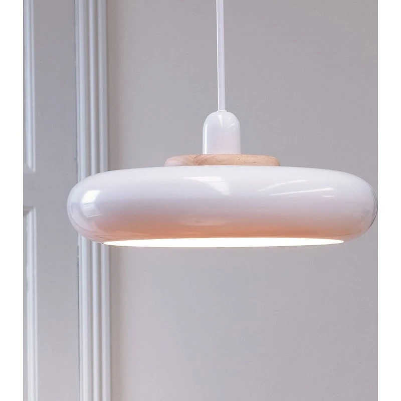 Dyberg Larsen Suspension Planet Blanche avec Anneau en Bois