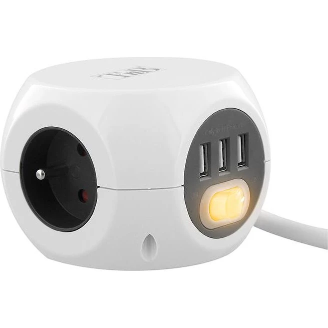 TNB Multiprise 2 en 1 Blanc 3 prises 3 USB