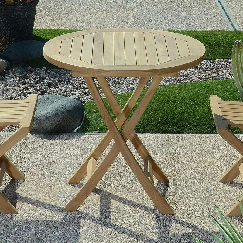 TECK'Attitude Table pliante ronde Opio 75 cm en teck Ecograde