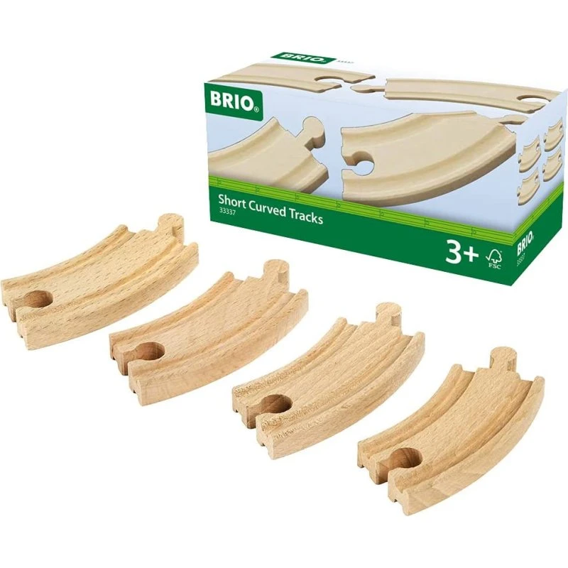 BRIO World Petits Rails Courbes 90 mm - Lot de 4