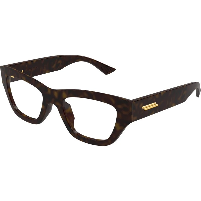 Bottega Veneta BV1360O 007 Lunettes Optiques Carrées en Acétate Havane