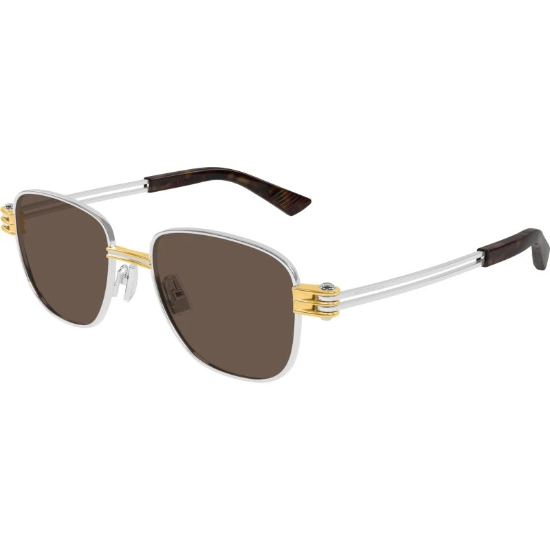 Bottega Veneta BV1380S 001 Lunettes de Soleil Carrées Argentées