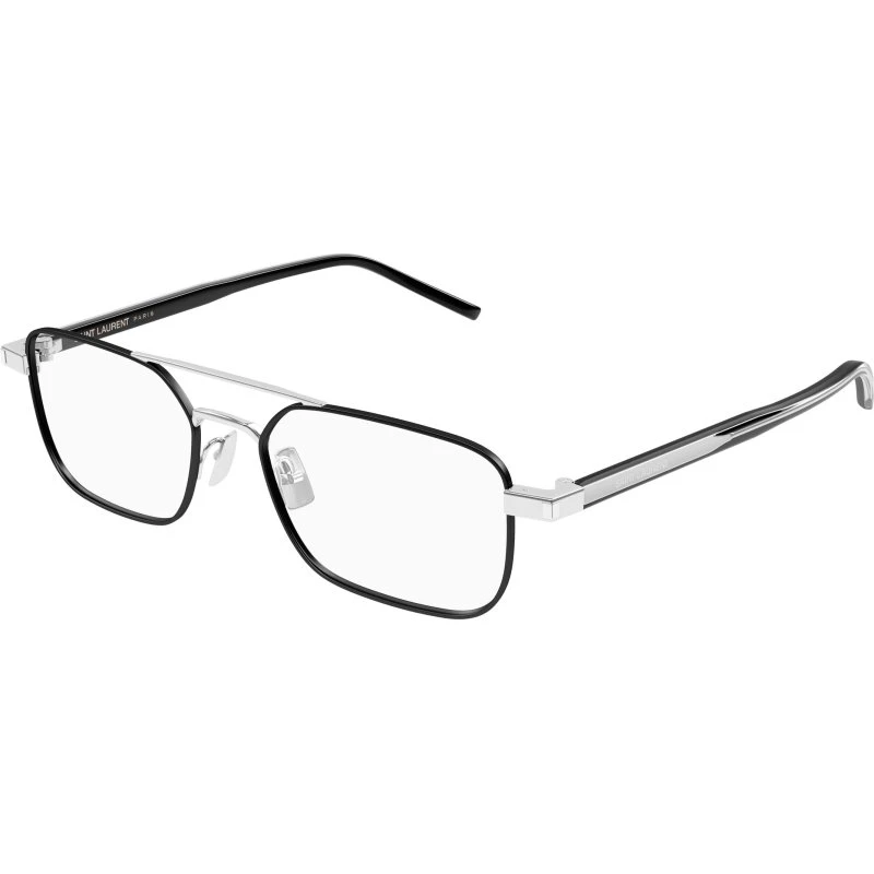 Saint Laurent SL 780 003 - Montures Optiques Carrées en Métal Argent