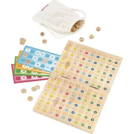 Janod Bingo en bois - 90 boules, 48 cartes