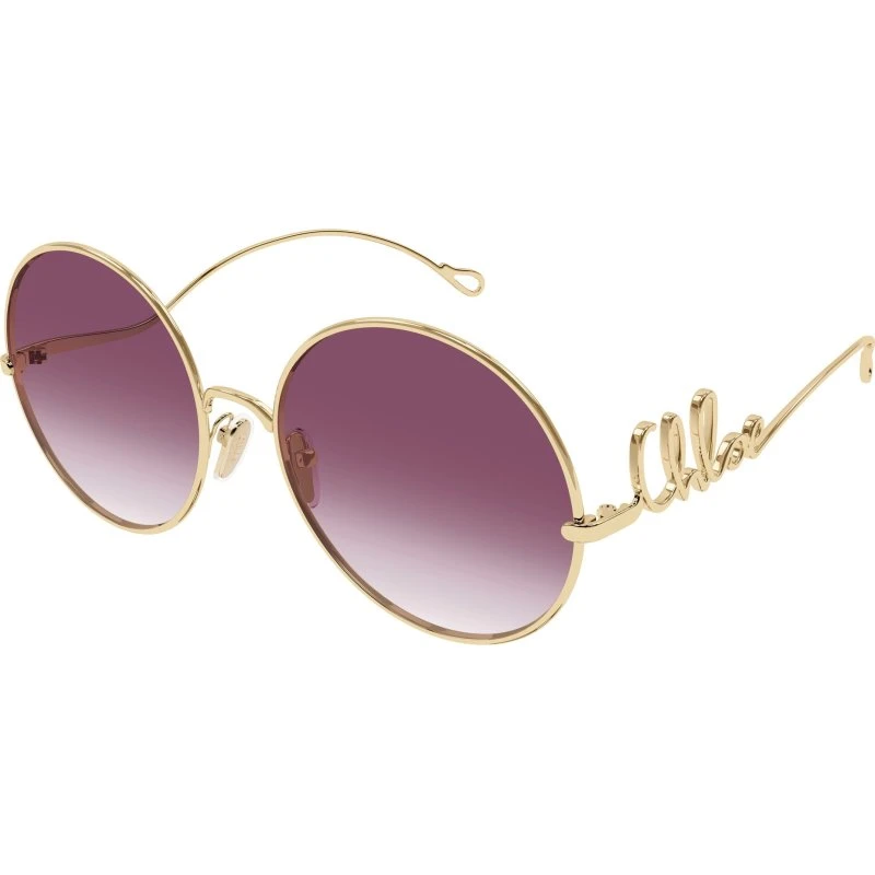 Chloé Lunettes de soleil CH0329S Rondes - Or et Verres Rouges