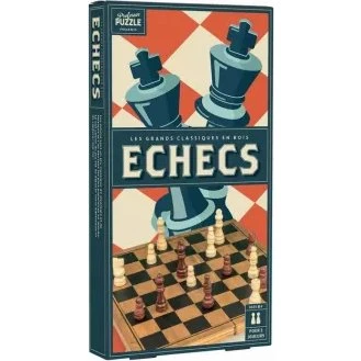 Échecs en Bois Vintage 28 cm - Jeu Classique de Stratégie