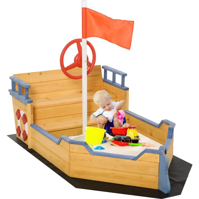 Bac à sable bateau de pirate en bois sapin pré-huilé