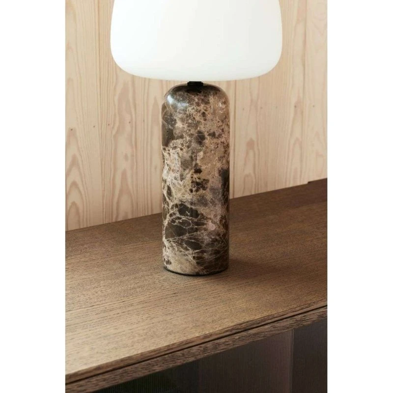 Northern Lampe de Table Kin H40 Marbre Brun et Verre Opalin