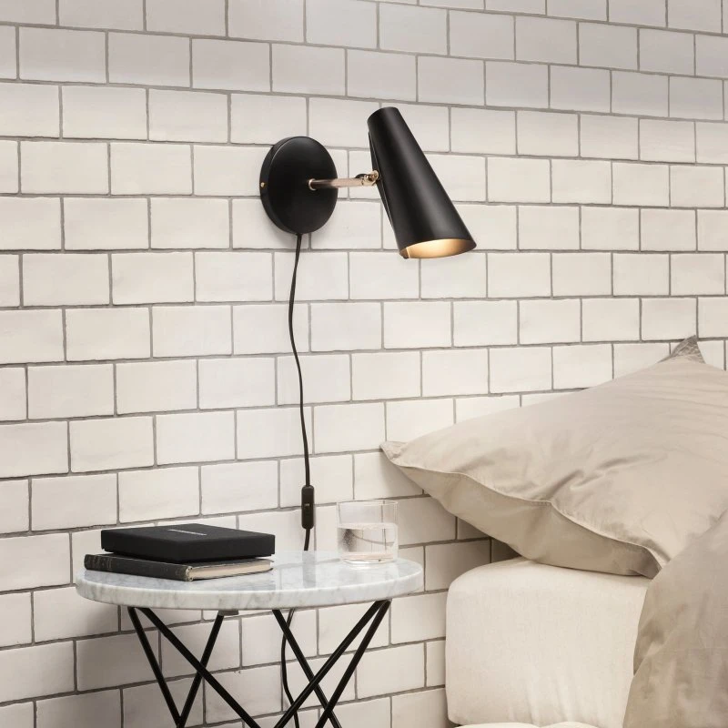 Northern Birdy Applique Murale Courte Noir et Laiton
