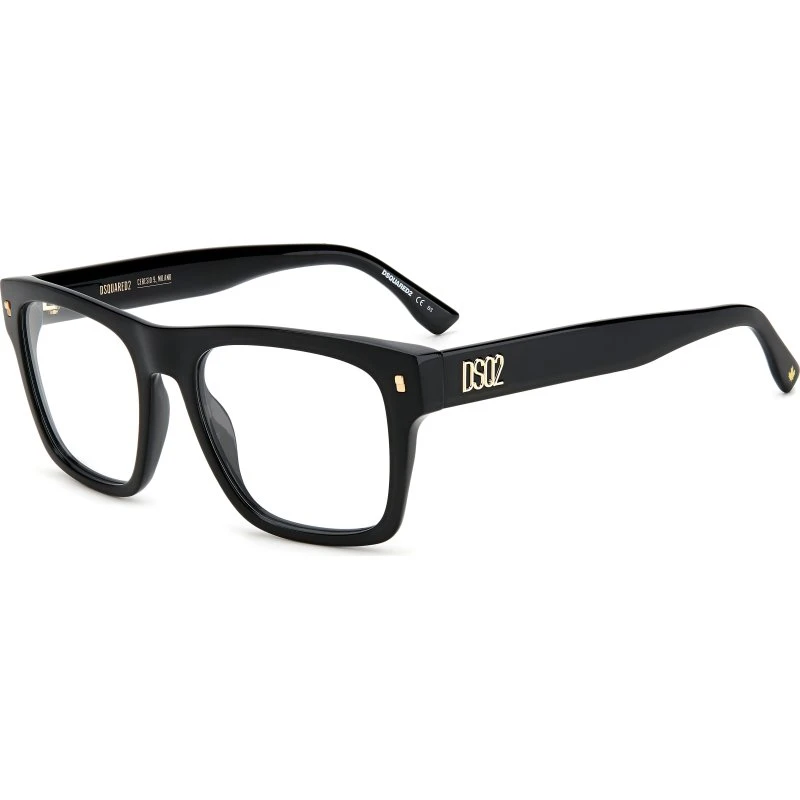 Dsquared2 D2 0037 2M2 Lunettes de vue Carrées en Acétate Noir