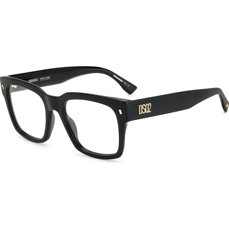 Dsquared2 Homme Lunettes Optiques D2 0066 807 Carré Noir Acétate