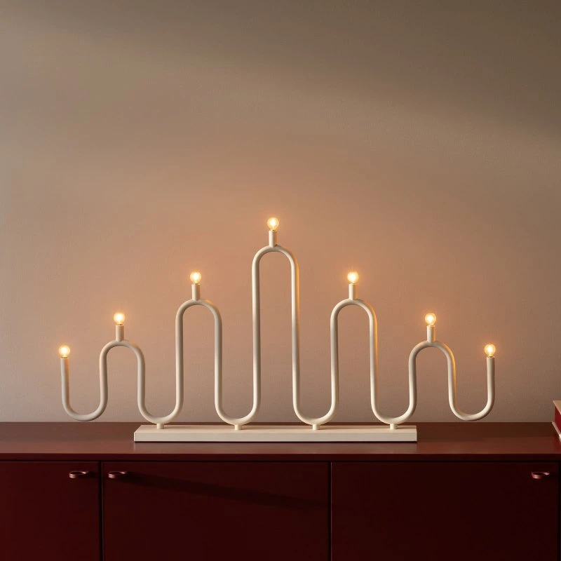 Globen Lighting Noel Lampe de l'Avent 7 Bougeoirs Ivoire