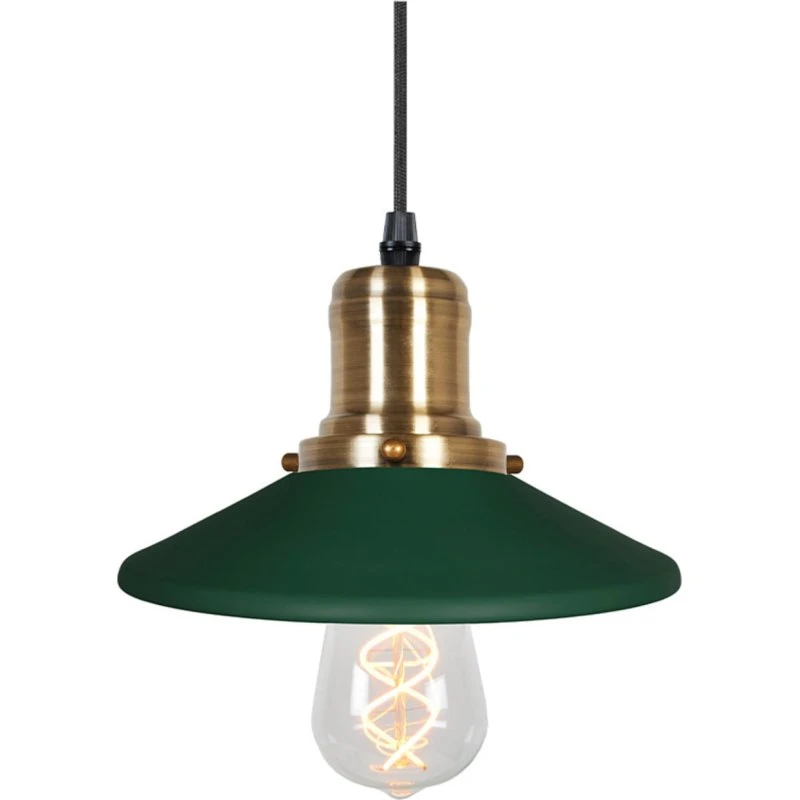 Globen Lighting Mini Disc 22 Suspension Verte en Laiton Brossé