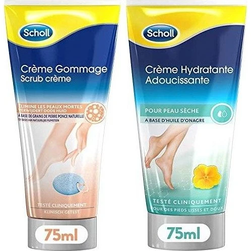 Scholl Crème Pieds Gommage & Hydratante - Lot de 2 x 75ml