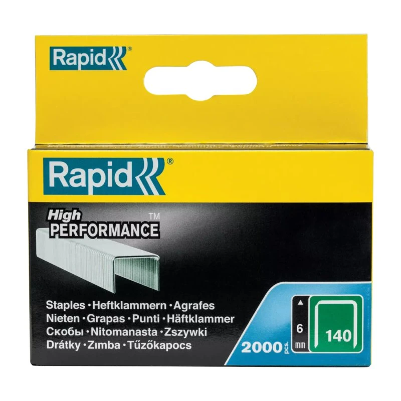 Rapid Agrafes Fil Plat 140/6mm Galvanisées 2000 Pièces