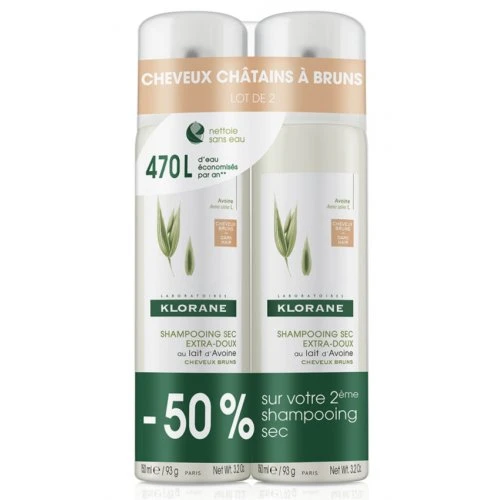 Klorane Shampoing Sec Teinté Avoine & Céramide 2x150ml