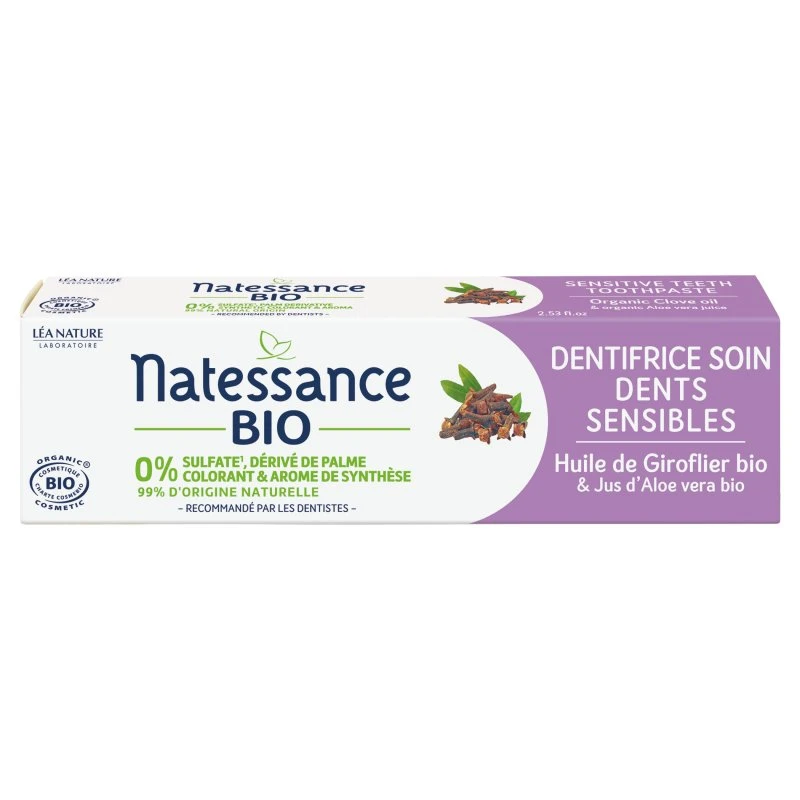 Natessance Dentifrice Soin Dents Sensibles Bio 75ml