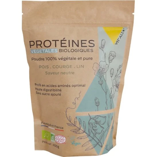 Vitalplus Protéines Végétales Vanille Bio 450g