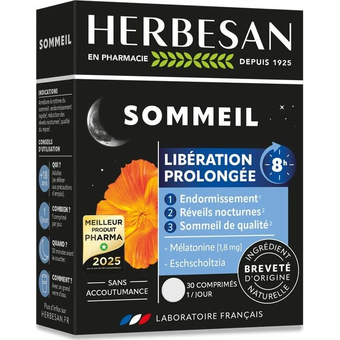 Herbesan Noctaphyt LP 8h Sommeil 30 comprimés