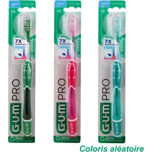 GUM PRO 525 Brosse à Dents Souple - Lot de 3