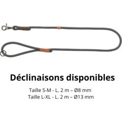 Be Nordic Laisse Corde Tressée L-XL 1m Gris Foncé/Brun